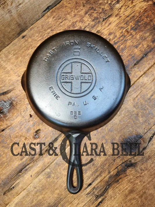 Awesome Saute Skillet! 1930’S Griswold #6 Cast Iron Skillet With Large Block Logo And Smooth