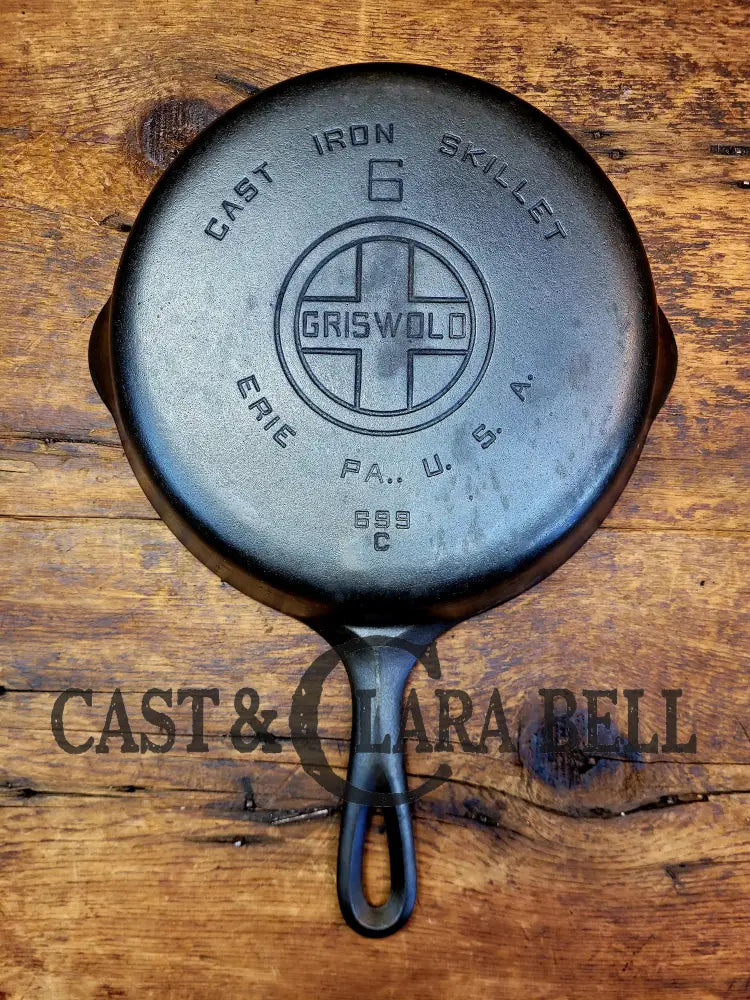 Awesome Saute Skillet! 1930’S Griswold #6 Cast Iron Skillet With Large Block Logo And Smooth