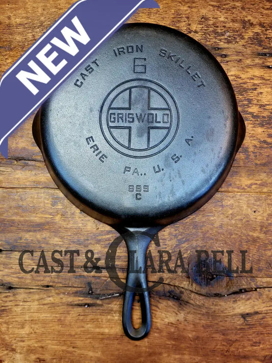 Awesome Saute Skillet! 1930’S Griswold #6 Cast Iron Skillet With Large Block Logo And Smooth