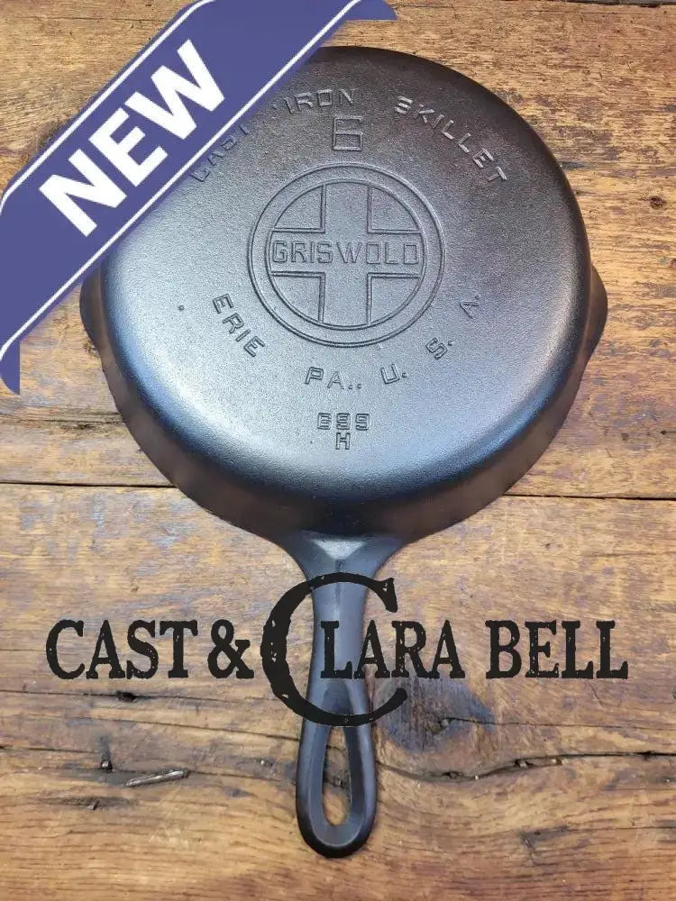 Awesome saute skillet! 1930’s Griswold #6 cast iron Skillet with Large Block Logo and Smooth Bottom 699 H Skillet