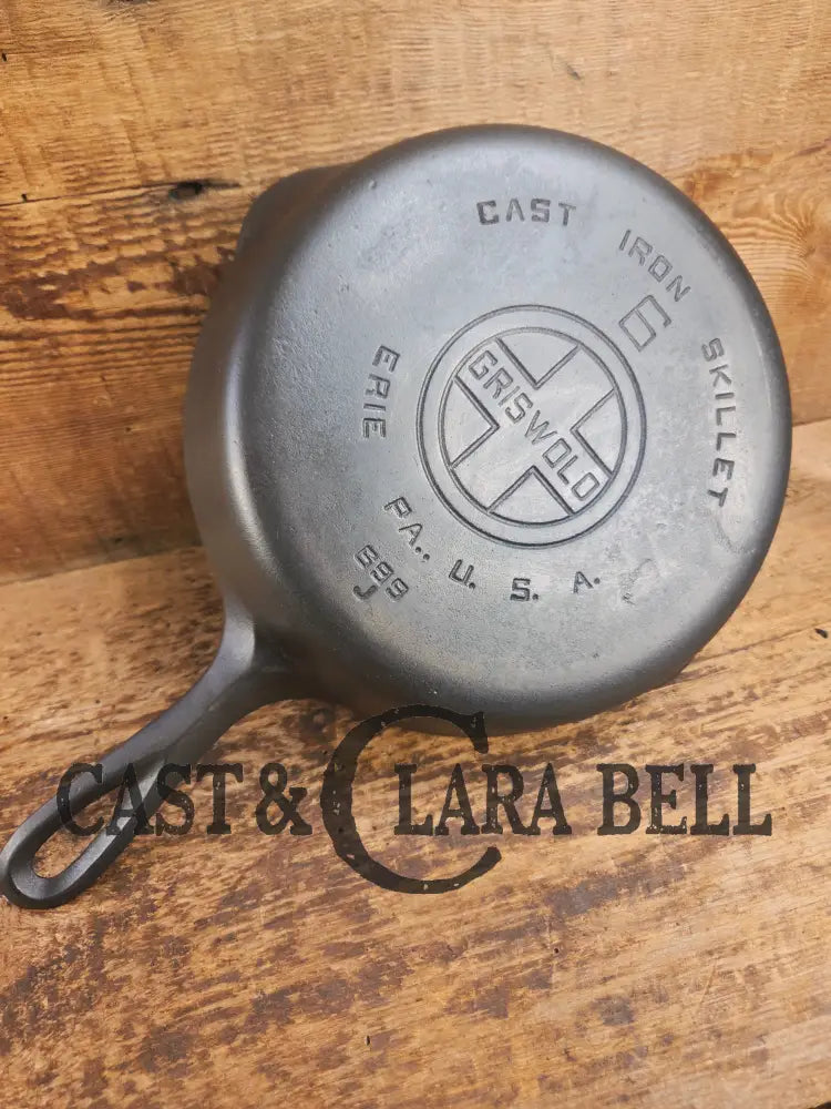 Awesome saute skillet! 1930’s Griswold #6 cast iron Skillet with Large Block Logo and Smooth Bottom 699 J Skillet