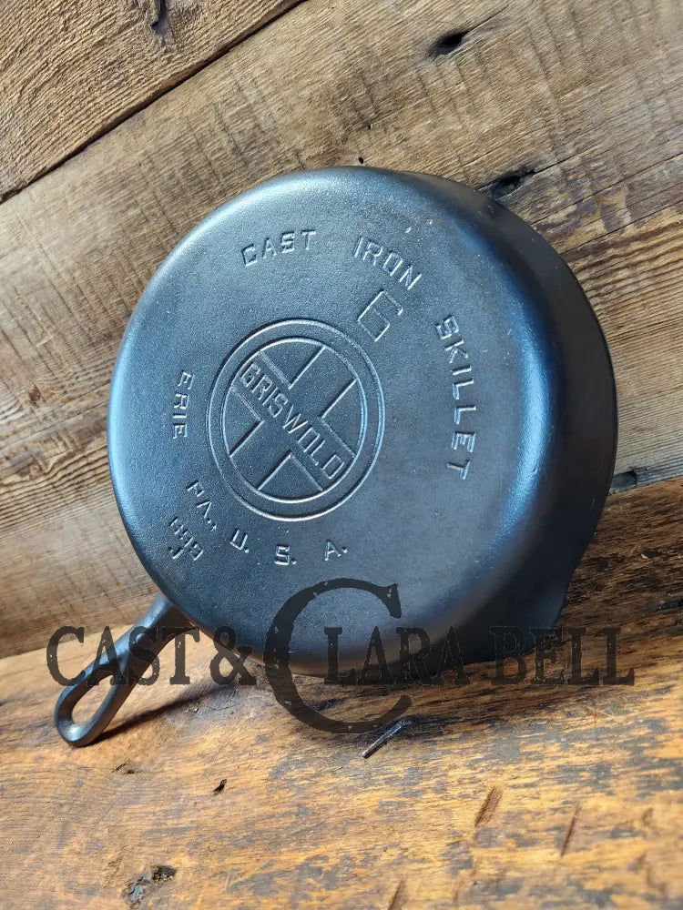 Awesome Saute Skillet! 1930’S Griswold #6 Cast Iron Skillet With Large Block Logo And Smooth