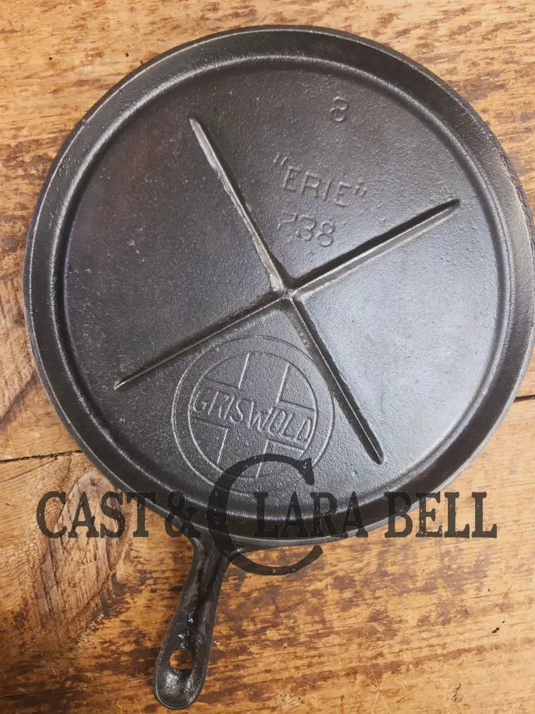 Awesome single serve piece! Lightweight early 1910’s Era Griswold Slant Logo Vintage Griddle #8 Erie 738 Griddle