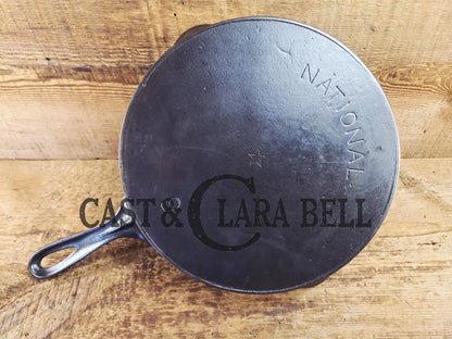 Awesome! Wagner made National #9 Cast Iron Skillet. Shallow wall skillet similar to Griswold Victor and Iron Mountain