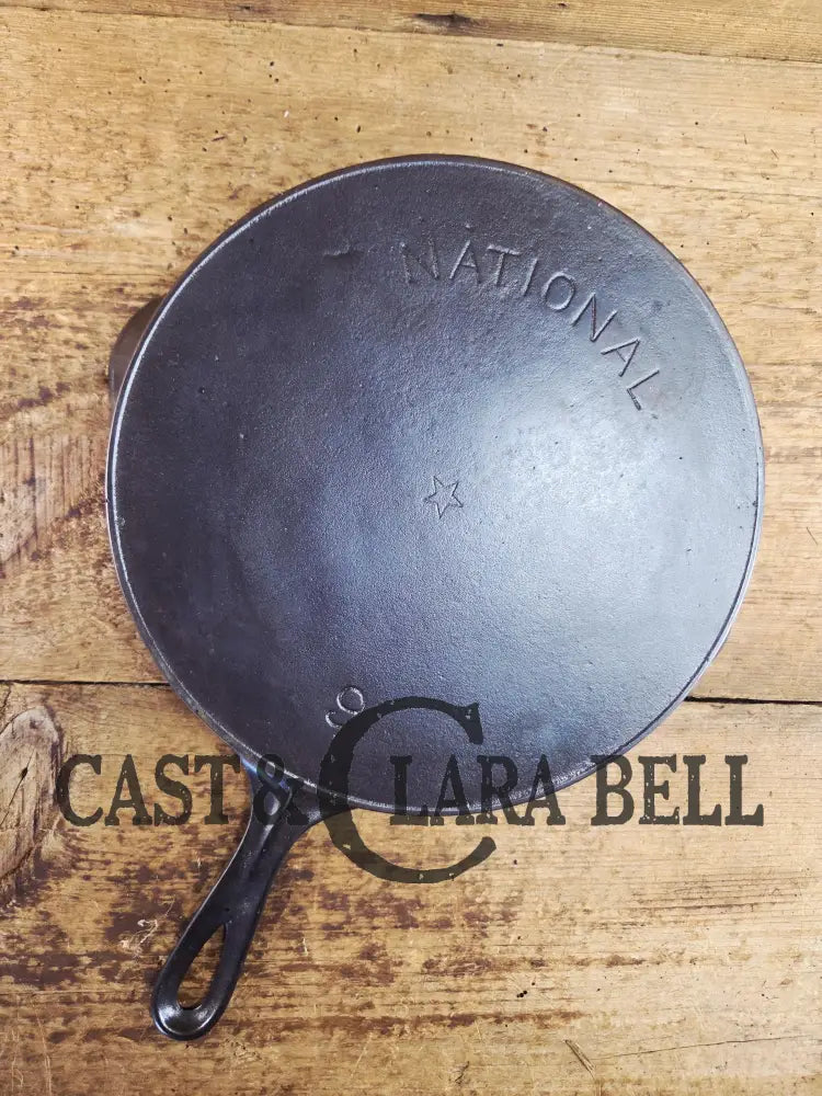 Awesome! Wagner made National #9 Cast Iron Skillet. Shallow wall skillet similar to Griswold Victor and Iron Mountain