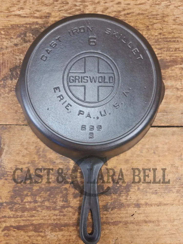 BEAUTIFUL! 1910-20’s Griswold #6 Skillet with Heat Ring and Large Block Logo 699 B - Skillet
