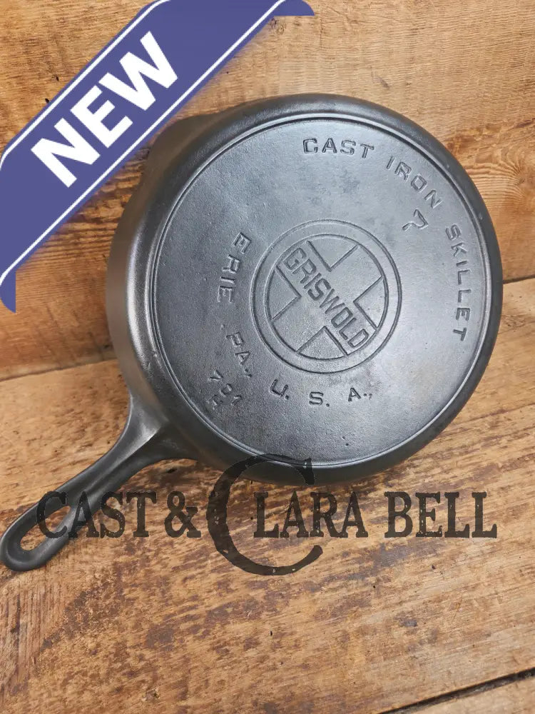 BEAUTIFUL! 1910-20’s Griswold #7 Skillet with Heat Ring and Large Block Logo 701 Skillet