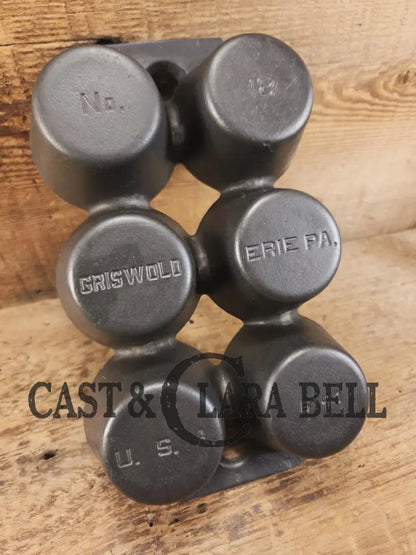 Beautiful 1920’s Griswold 6 Cup Muffin/Popover Pan 6141 Variation 4 Rarity 3. Restored Seasoned and Ready to Use!