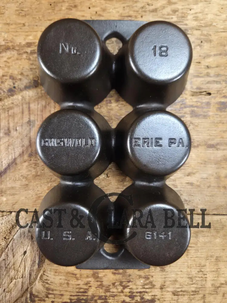 Beautiful 1920’s Griswold 6 Cup Muffin/Popover Pan 6141 Variation 5 Rarity 3. Amazing gift Bakeware