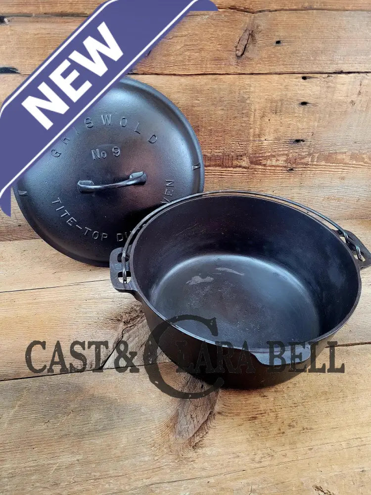 Beautiful 1920’S Griswold No. 9 Tite-Top Dutch Oven With Block Logo P/N 834 B Lid 2552 A.