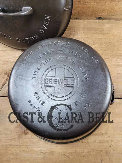 Beautiful 1920’S Griswold No. 9 Tite-Top Dutch Oven With Block Logo P/N 834 Lid 2552. Restored