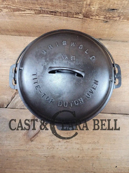 Beautiful 1920’S Griswold No. 9 Tite-Top Dutch Oven With Block Logo P/N 834 Lid 2552. Restored