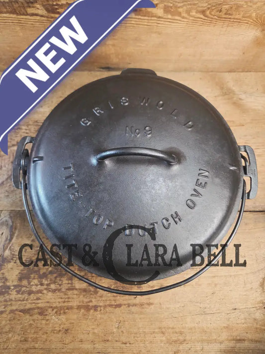 Beautiful 1920’s Griswold No. 9 Tite-Top Dutch Oven with Slant Logo p/n 834 H Block Logo lid 2552. PERFECT for stews