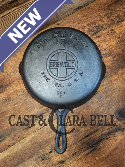 Beautiful! 1930’S Griswold #7 Cast Iron Skillet W Large Block Logo Smooth Bottom 701 C