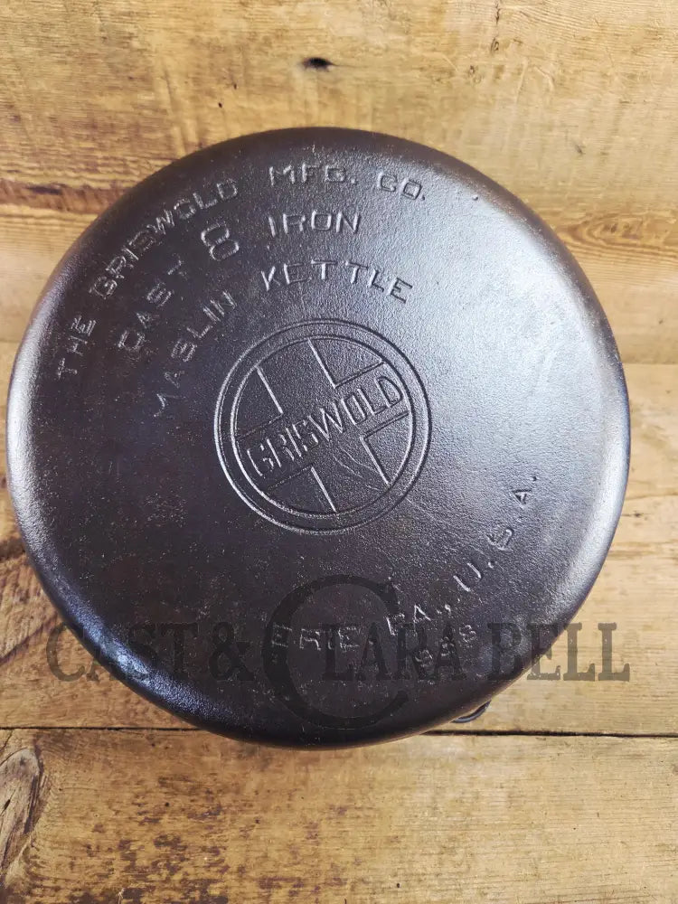Beautiful and tough to find #8 1930’s Block Logo Griswold (#938) Maslin Kettle! Gorgeous collector and canner piece!