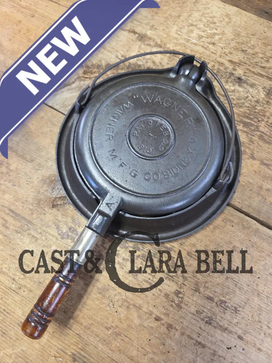 Beautiful! Early 1900’s Wagner #7 Cast Iron Waffle Iron with low base. Pat’d 1910. Fully restored and ready to use!