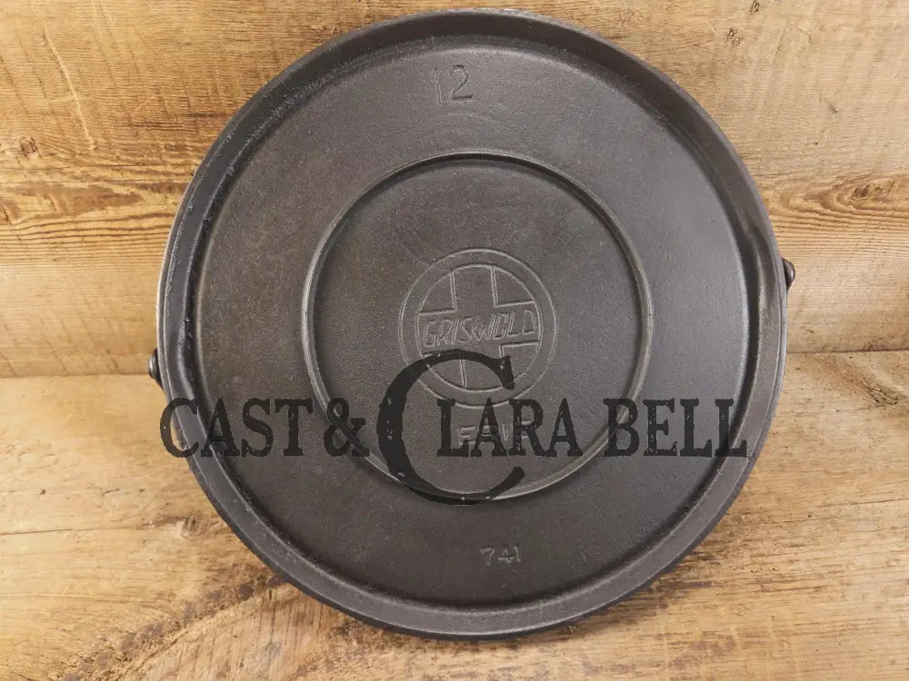 Beautiful!! Early 1920’s Griswold Slant Logo ’Erie’ No. 12 Round Griddle Bailed 741. Ghostmark Slant logo as well!
