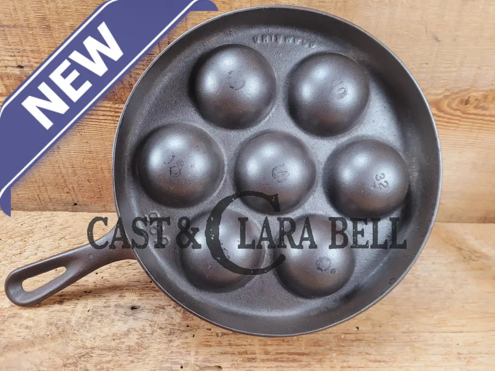 Beautiful early Griswold No. 32 Cast Iron Aebleskiver 962. Awesome poached eggs! Skillet