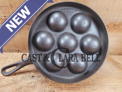 Beautiful early Griswold No. 32 Cast Iron Aebleskiver 962. Awesome poached eggs! Skillet