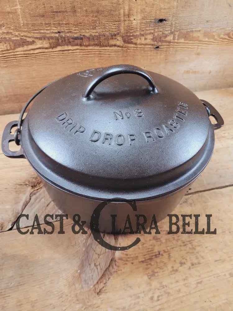 Beautiful & elegant! 1930’s Wagner Ware #8 Drip Drop Roaster #1268 A w/ Sawtooth Lid p/n 1268 A. Raised Letter lid.