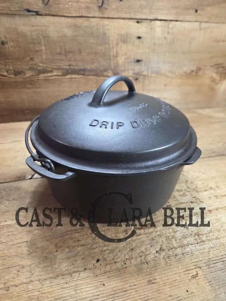 Beautiful & elegant! 1930’s Wagner Ware #8 Drip Drop Roaster #1268 I w/ Sawtooth Lid p/n 1268 Y. Raised Letter lid.