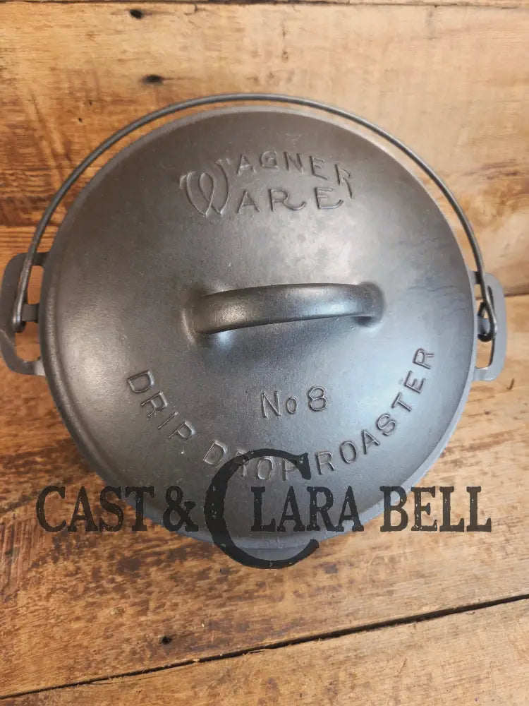Beautiful & elegant! 1930’s Wagner Ware #8 Drip Drop Round Roaster #1268 w/ Sawtooth Lid p/n 1268 A. Raised Letter lid