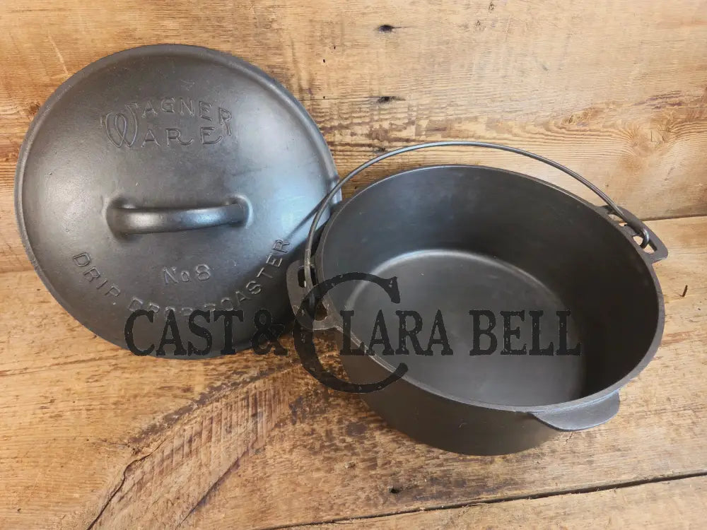 Beautiful & elegant! 1930’s Wagner Ware #8 Drip Drop Round Roaster #1268 w/ Sawtooth Lid p/n 1268 A. Raised Letter lid