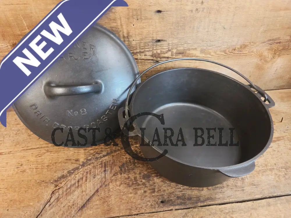 Beautiful & elegant! 1930’s Wagner Ware #8 Drip Drop Round Roaster #1268 w/ Sawtooth Lid p/n 1268 A. Raised Letter lid