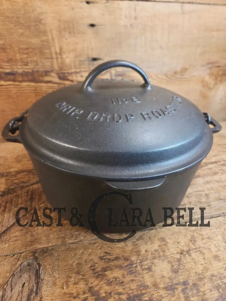 Beautiful & elegant! 1930’s Wagner Ware #8 Drip Drop Round Roaster #1268 w/ Sawtooth Lid p/n 1268 A. Raised Letter lid