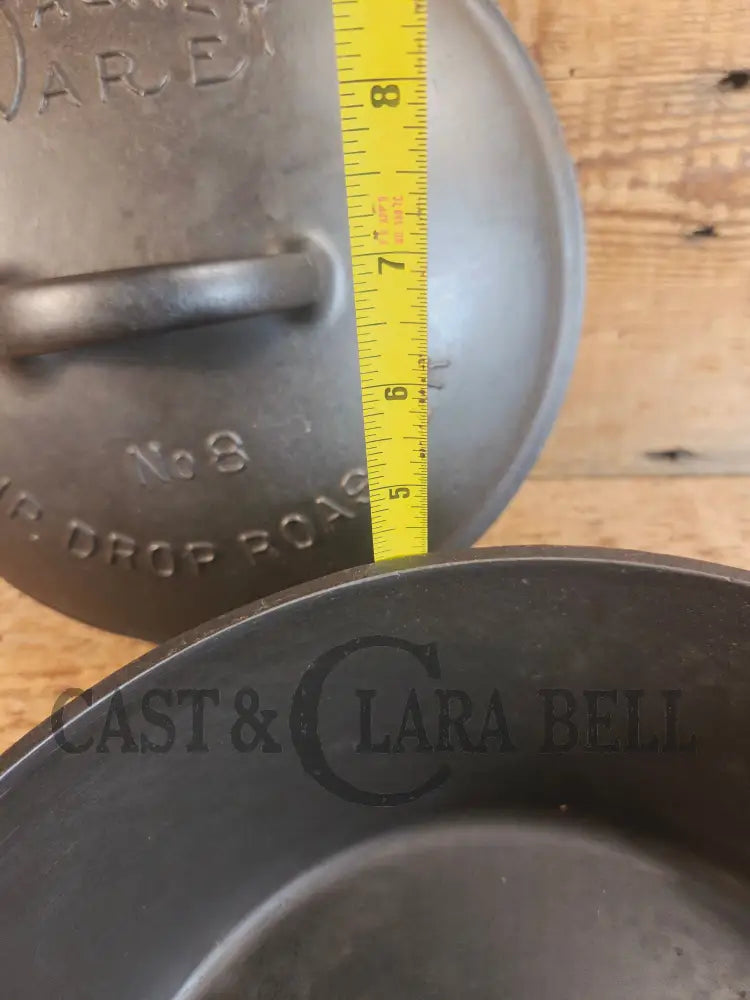 Beautiful & elegant! 1930’s Wagner Ware #8 Drip Drop Round Roaster #1268 w/ Sawtooth Lid p/n 1268 A. Raised Letter lid