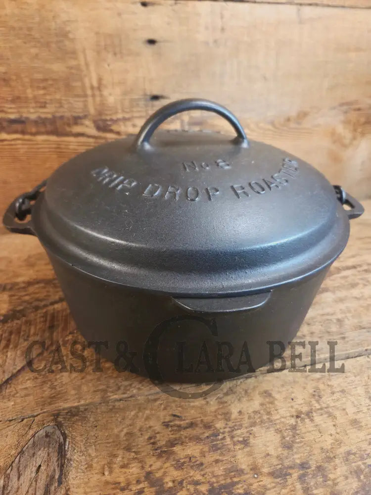 Beautiful & elegant! 1930’s Wagner Ware #8 Drip Drop Round Roaster #1268 w/ Sawtooth Lid p/n 1268 A. Raised Letter lid