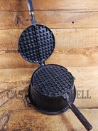 Beautiful Illinois made 1920’s Stover No. 8 Waffle Iron w/ HTF Tall Base! Original wood handles Waffle Iron
