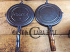 Beautiful Illinois made 1920’s Stover No. 8 Waffle Iron w/ HTF Tall Base! Original wood handles Waffle Iron