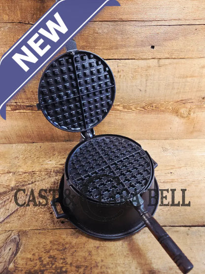 Beautiful Illinois made 1920’s Stover No. 8 Waffle Iron w/ HTF Tall Base! Original wood handles Waffle Iron
