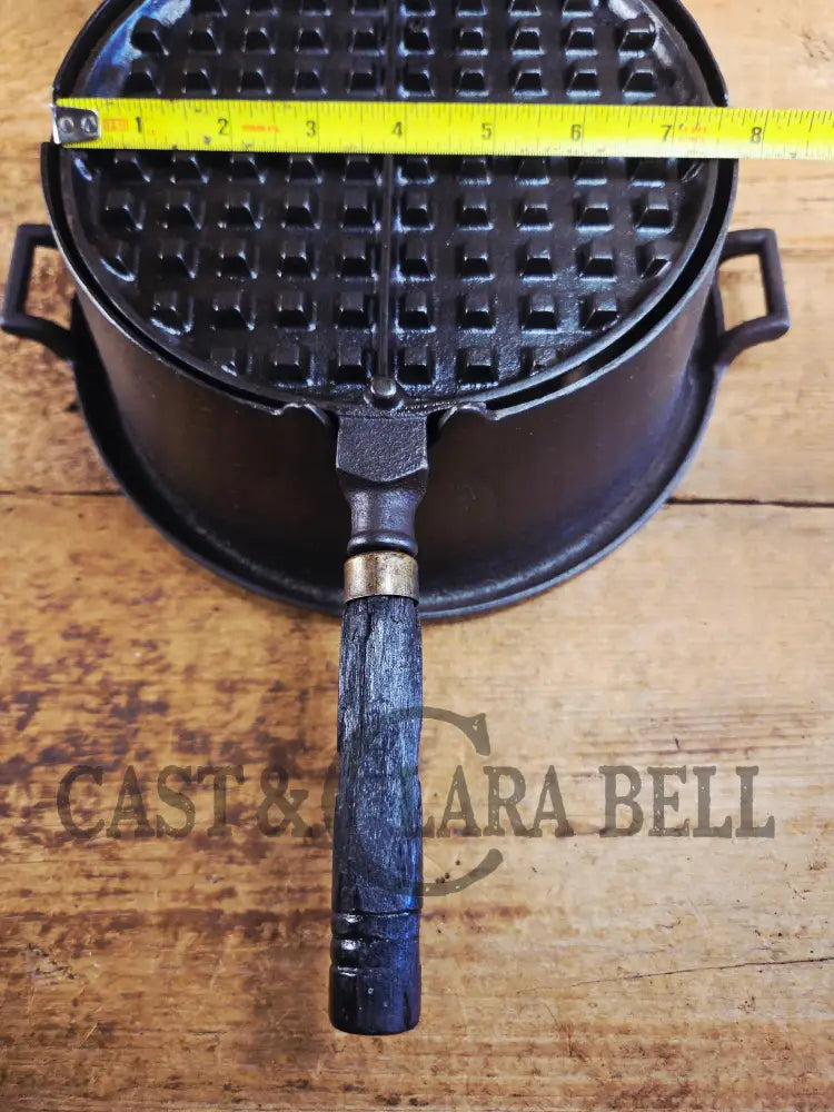 Beautiful Illinois made 1920’s Stover No. 8 Waffle Iron w/ HTF Tall Base! Original wood handles Waffle Iron