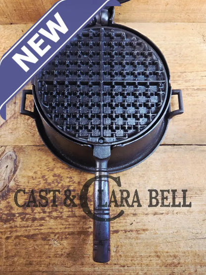 Beautiful Illinois made 1920’s Stover No. 8 Waffle Iron w/ HTF Tall Base! Original wood handles Waffle Iron