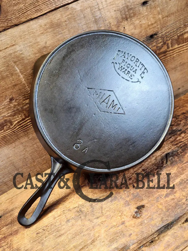 Beautiful Piece! 1920’S Favorite Piqua Miami #8 Cast Iron Skillet With Heat Ring. Sc24