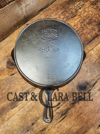 Beautiful Piece! 1920’S Favorite Piqua Miami #9 Cast Iron Skillet With Heat Ring