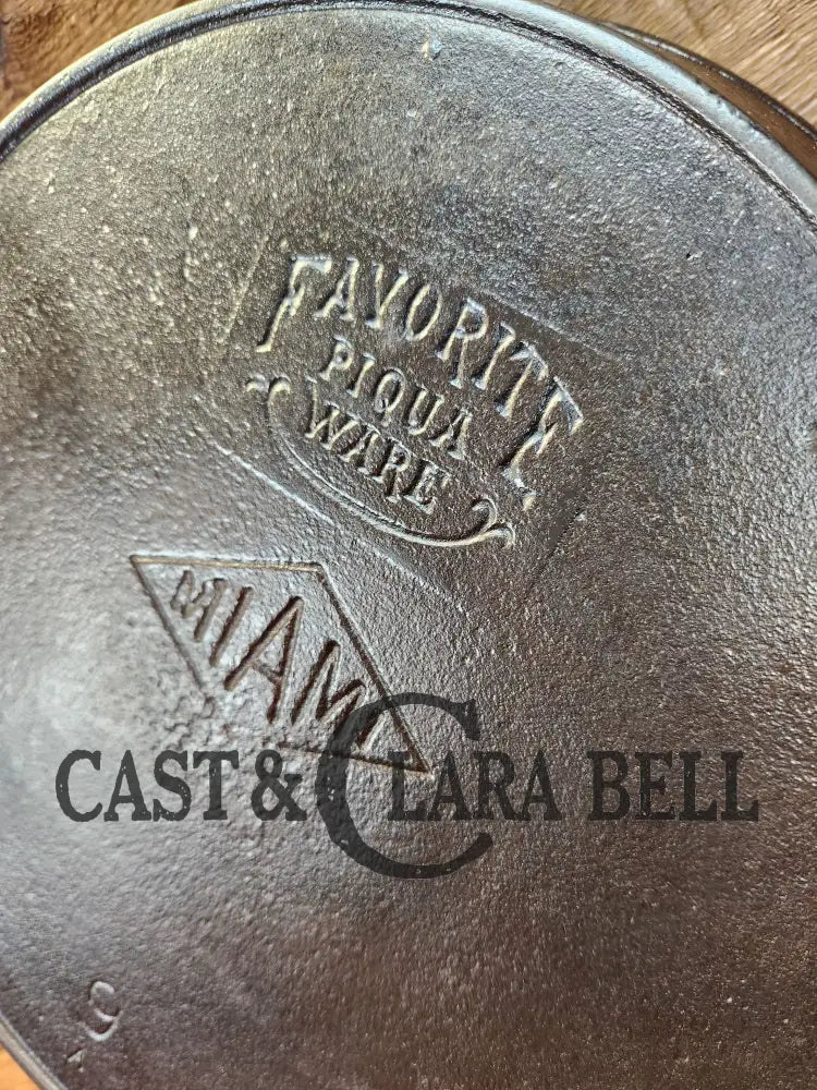 Beautiful Piece! 1920’S Favorite Piqua Miami #9 Cast Iron Skillet With Heat Ring