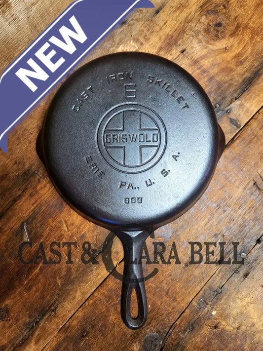 Beautiful piece! 1920’s Griswold #6 Skillet with Large Block Logo 699. Perfect for saute’s and sides. Restored and