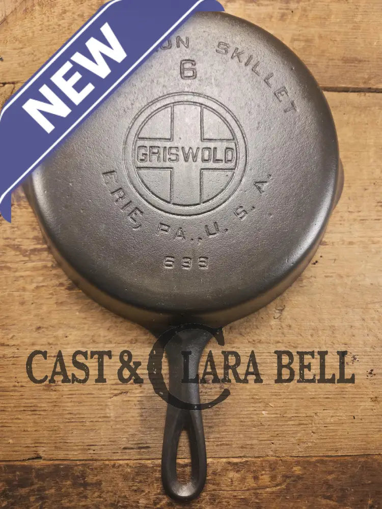 Beautiful piece! 1920’s Griswold #6 Skillet with Large Block Logo 699. Perfect for saute’s and sides. Restored and
