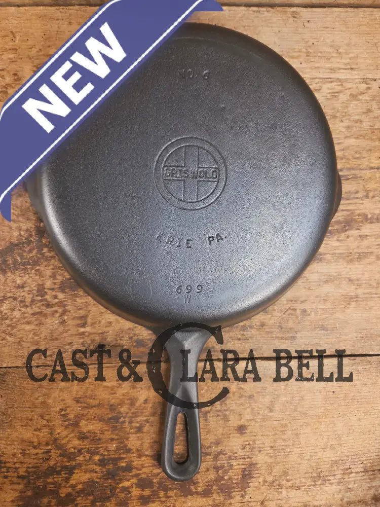 Beautiful Saute Pan! 1940’s Griswold #6 Cast Iron Skillet w/ Small Block Logo Flat Style Handle and Smooth Bottom 699 W