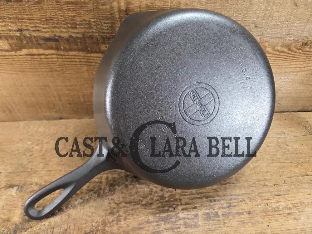 Beautiful Saute Pan! 1940’s Griswold #6 Cast Iron Skillet w/ Small Block Logo Flat Style Handle and Smooth Bottom 699
