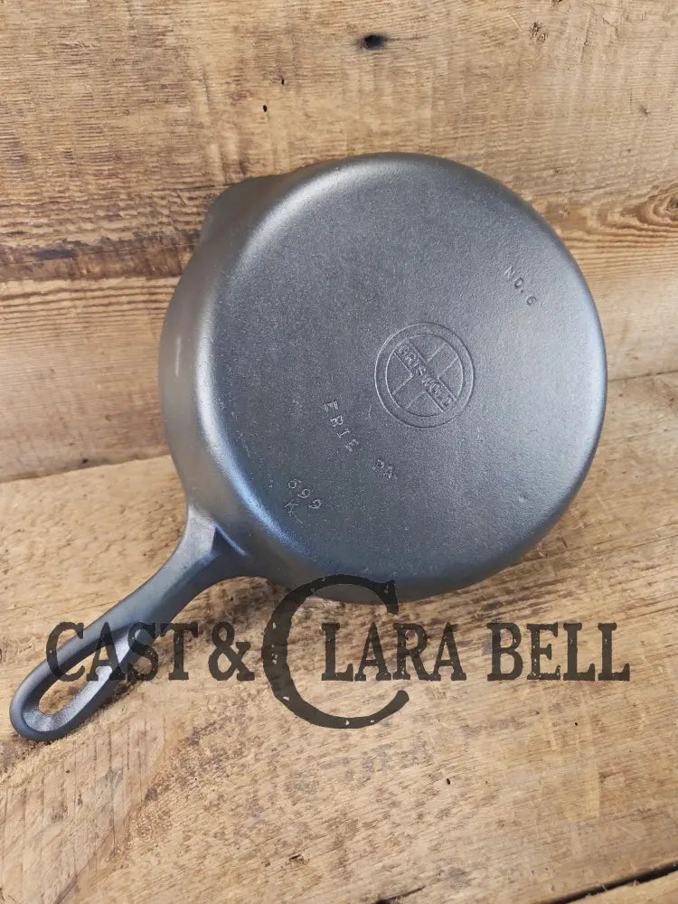 Beautiful Saute Pan! 1940’s Griswold #6 Cast Iron Skillet w/ Small Block Logo Flat Style Handle and Smooth Bottom 699 K