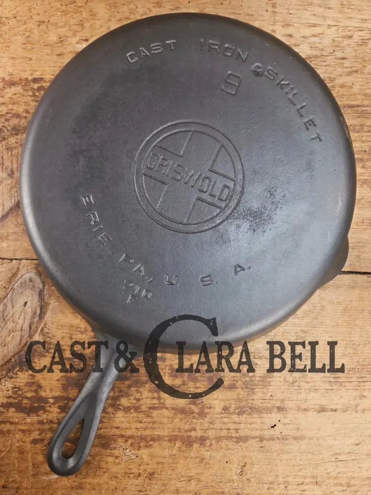 Beauty! 1930’s Griswold #9 Skillet with Large Block Logo and Smooth Bottom 710 Skillet