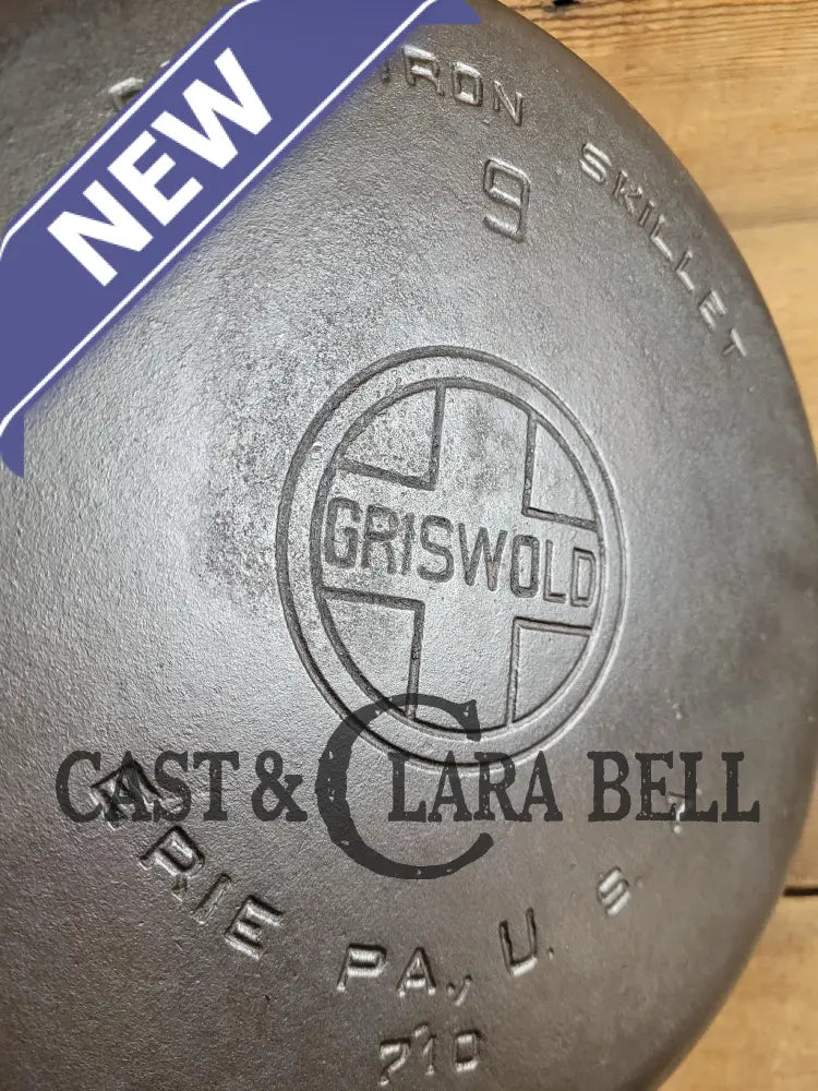 Beauty! 1930’S Griswold #9 Skillet With Large Block Logo And Smooth Bottom 710.