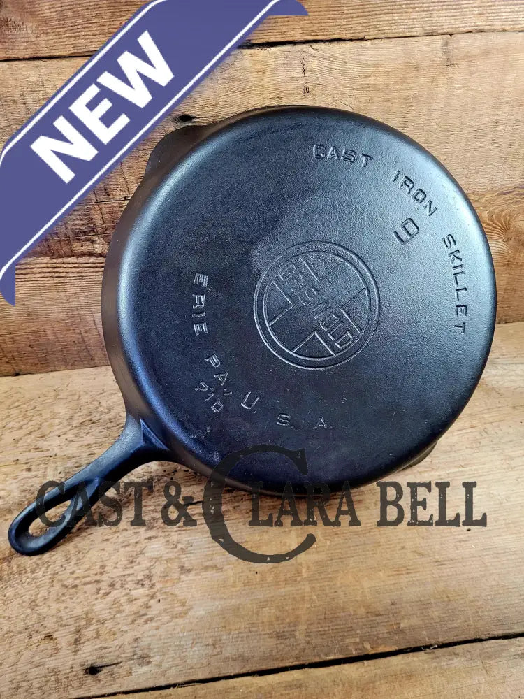 Beauty! 1930’S Griswold #9 Skillet With Large Block Logo And Smooth Bottom 710.