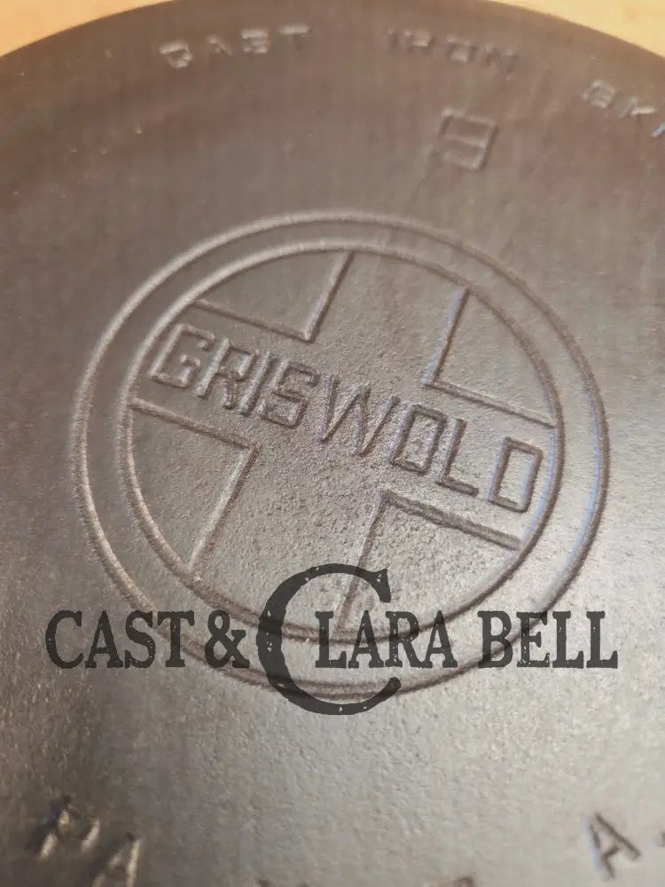 Beauty! 1930’s Griswold #9 Skillet with Large Block Logo and Smooth Bottom 710 C Skillet