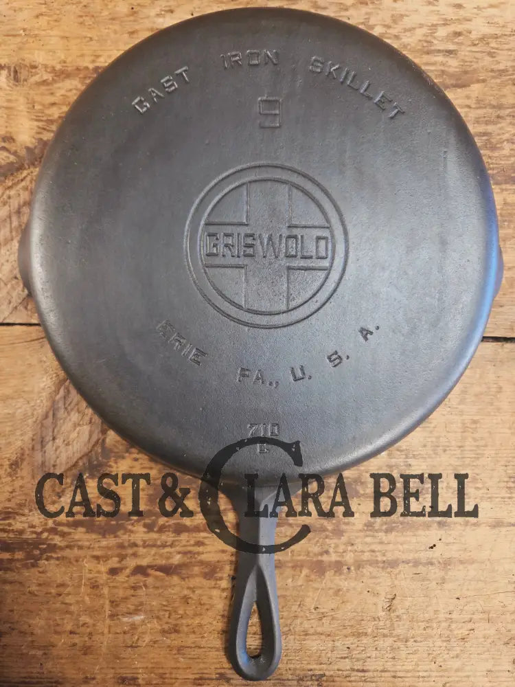 Beauty! 1930’s Griswold #9 Skillet with Large Block Logo and Smooth Bottom 710 C Skillet