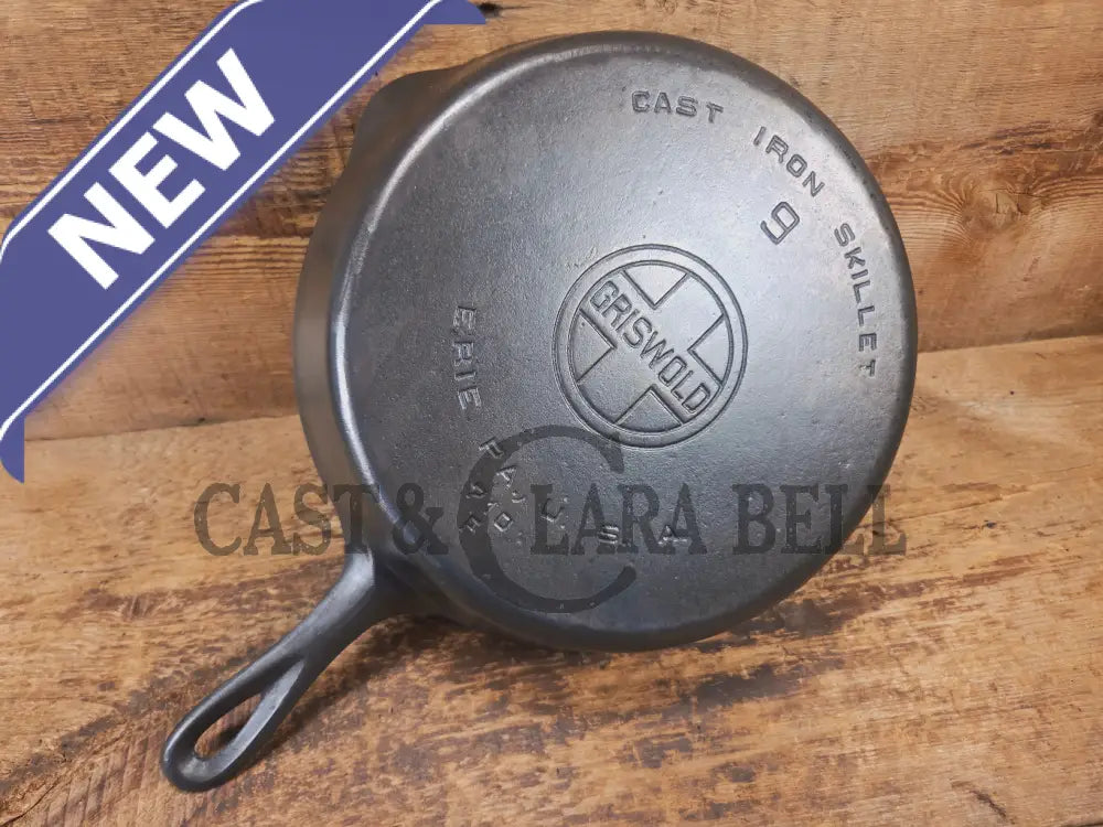 Beauty! 1930’s Griswold #9 Skillet with Large Block Logo and Smooth Bottom 710 F - Skillet